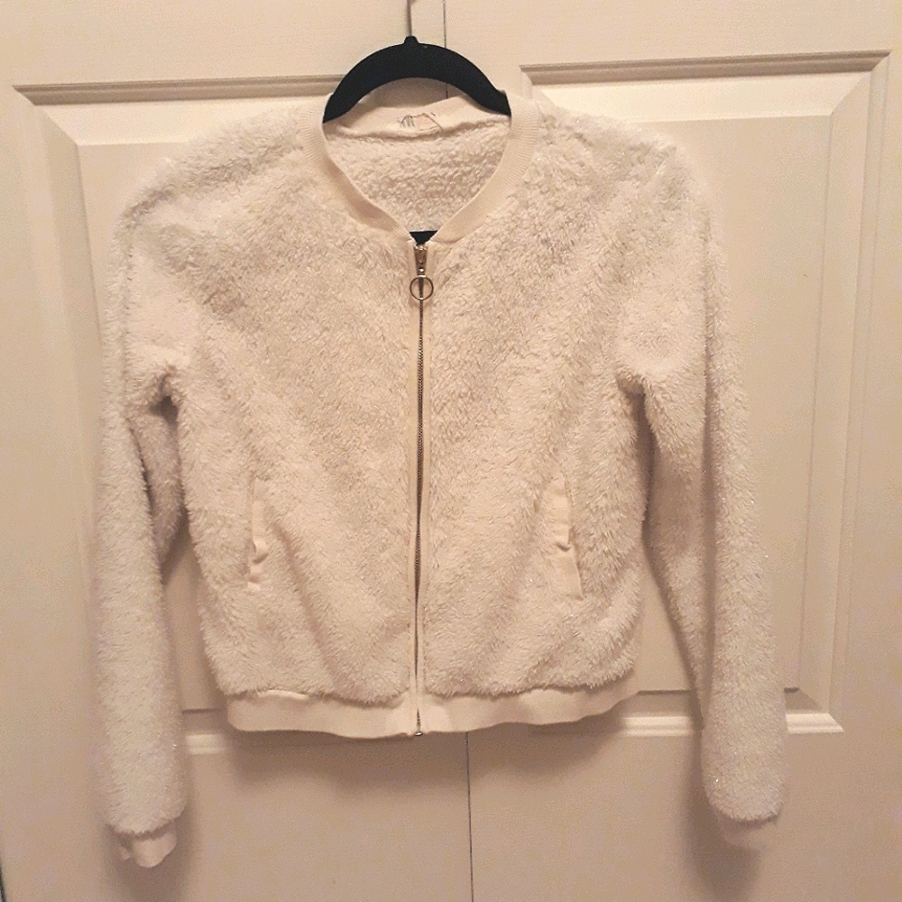 White Fluffy Sparkly H&M Kids Jacket